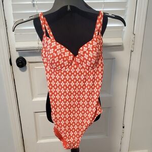 Draper James Red And White Floral Bathing Suit